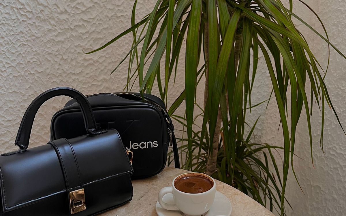 A stylish coffee break with fashion accessories